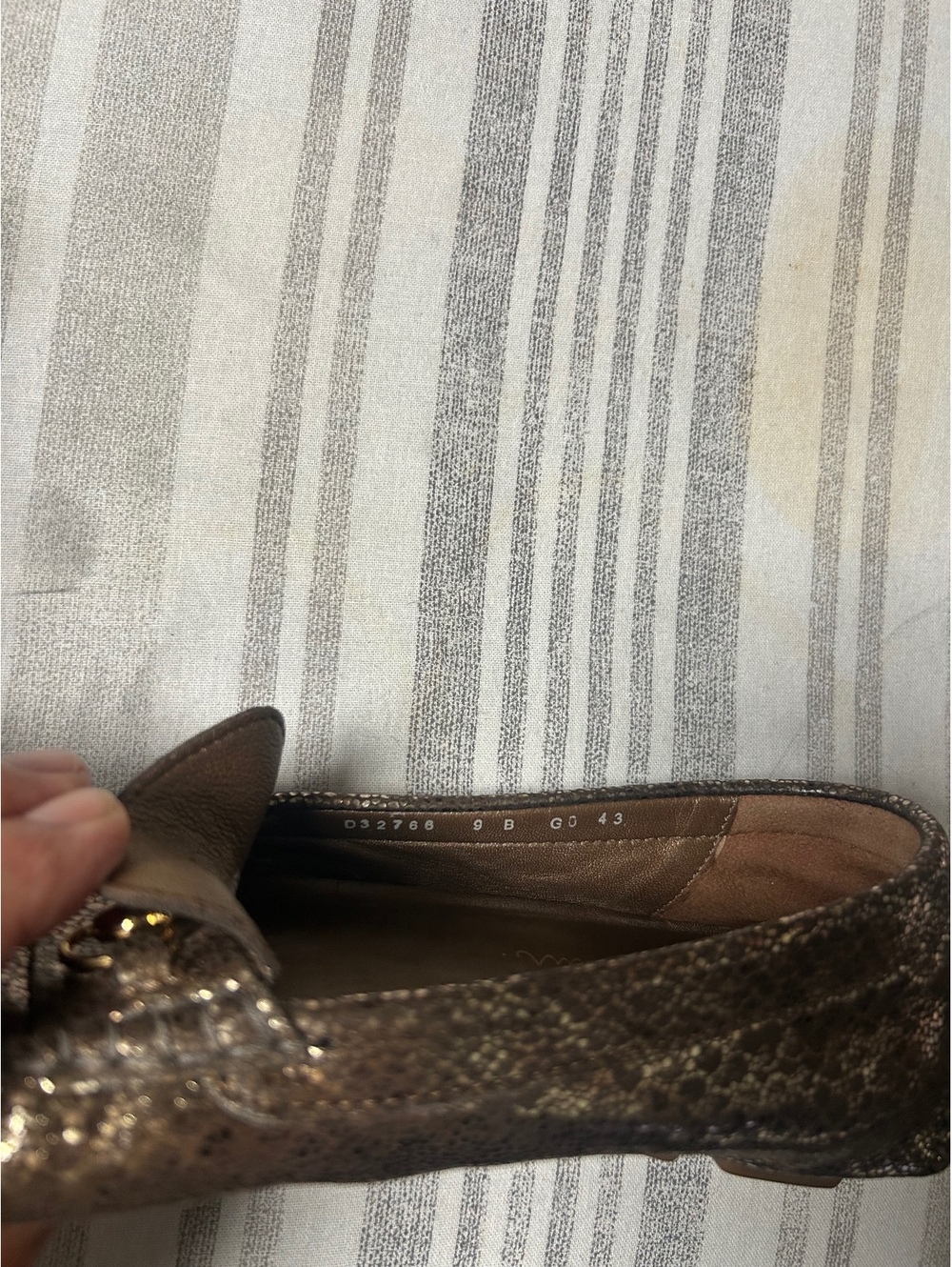 Cole Haan Women’s 9B Metallic Bronze Leather Horsebit Loafers Gold Hardware - Picture 7 of 7